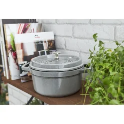 Cocotte 18 cm, rund, Graphit-Grau, Gusseisen