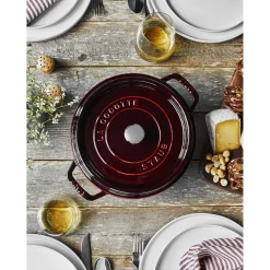 Cocotte 22 cm, rund, Grenadine-Rot, Gusseisen