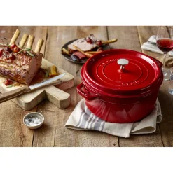 Cocotte 30 cm, rund, Kirsch-Rot, Gusseisen