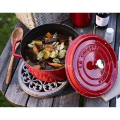 Cocotte 30 cm, rund, Kirsch-Rot, Gusseisen