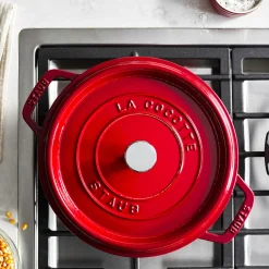 Cocotte 24 cm, rund, Kirsch-Rot, Gusseisen