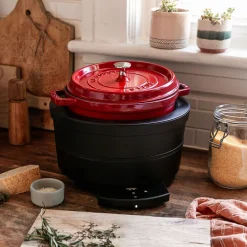 Cocotte 24 cm, rund, Kirsch-Rot, Gusseisen