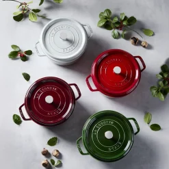 Cocotte 24 cm, rund, Kirsch-Rot, Gusseisen
