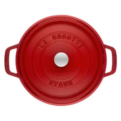 Cocotte 24 cm, rund, Kirsch-Rot, Gusseisen