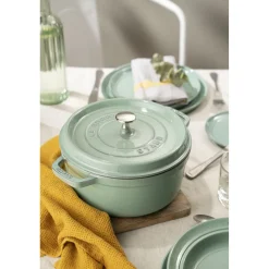 Cocotte 18 cm, rund, Salbeigrün, Gusseisen