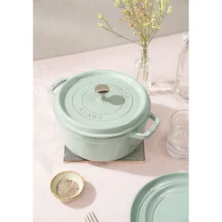 Cocotte 22 cm, rund, Salbeigrün, Gusseisen