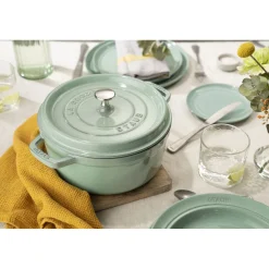 Cocotte 20 cm, rund, Salbeigrün, Gusseisen