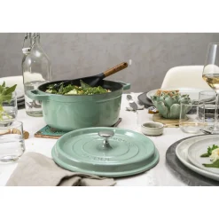 Cocotte 24 cm, rund, Salbeigrün, Gusseisen