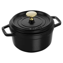 Cocotte 16 cm, rund, Schwarz, Gusseisen