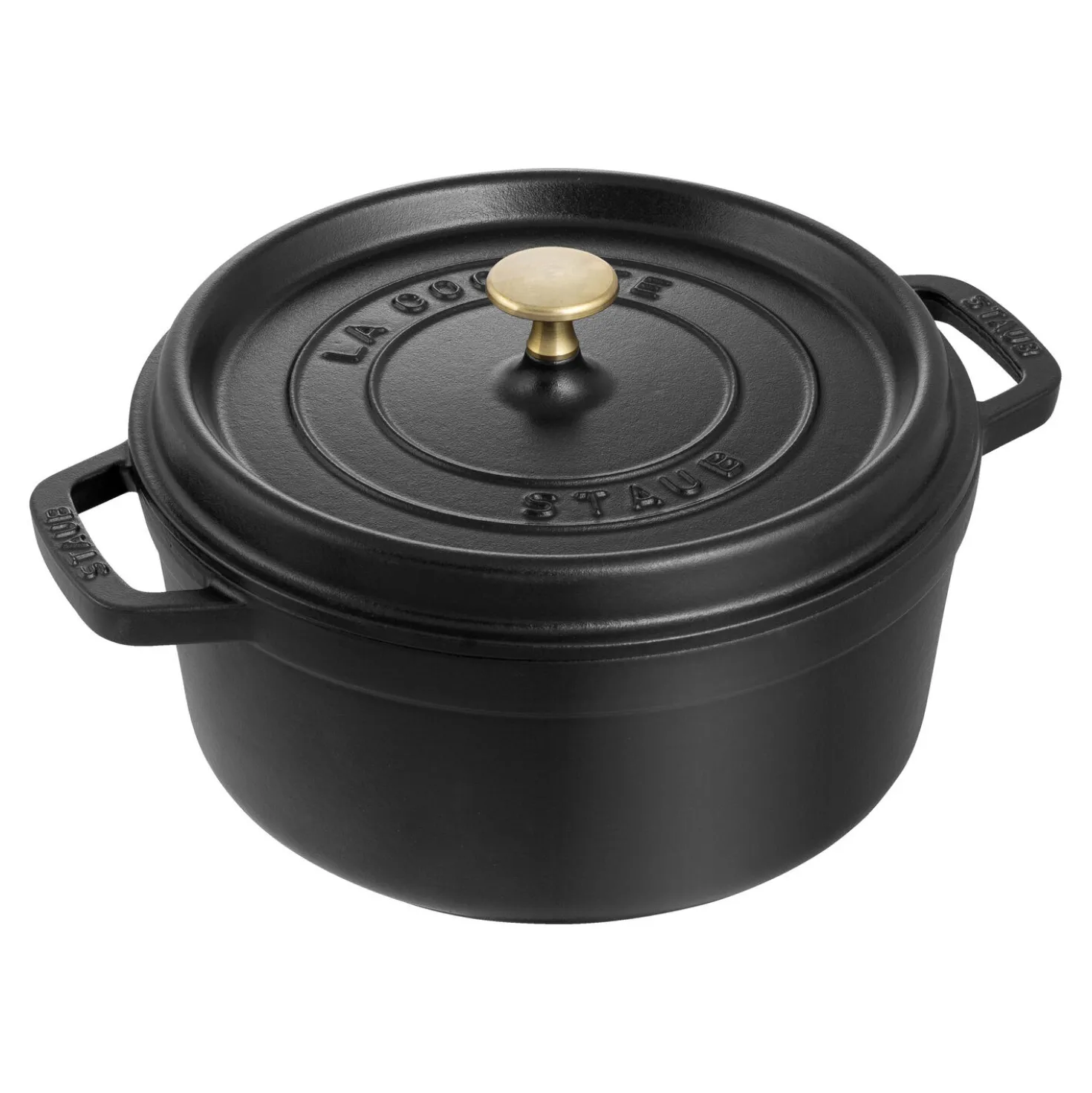 Cocotte 24 cm, rund, Schwarz, Gusseisen
