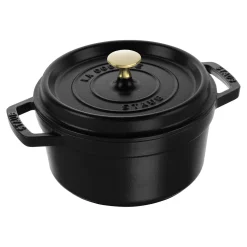 Cocotte 20 cm, rund, Schwarz, Gusseisen