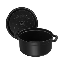 Cocotte 20 cm, rund, Schwarz, Gusseisen