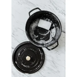 Cocotte 34 cm, rund, Schwarz, Gusseisen