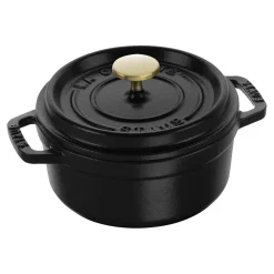 Cocotte 12 cm, rund, Schwarz, Gusseisen