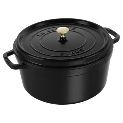 Cocotte 30 cm, rund, Schwarz, Gusseisen