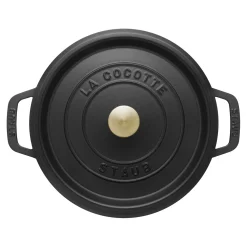 Cocotte 30 cm, rund, Schwarz, Gusseisen