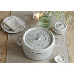 Cocotte 20 cm, rund, Weisser Trüffel, Gusseisen
