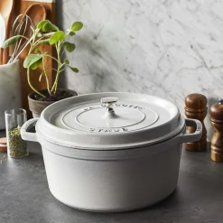 Cocotte 28 cm, rund, Weisser Trüffel, Gusseisen