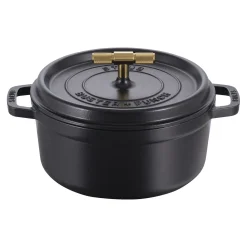 Cocotte Buster+Punch 24 cm, rund, Schwarz, Gusseisen