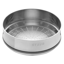 Cocotte mit Dämpfeinsatz 26 cm, rund, Graphit-Grau, Gusseisen