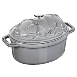 Cocotte Schweinedeckel 17 cm, oval, Graphit-Grau, Gusseisen