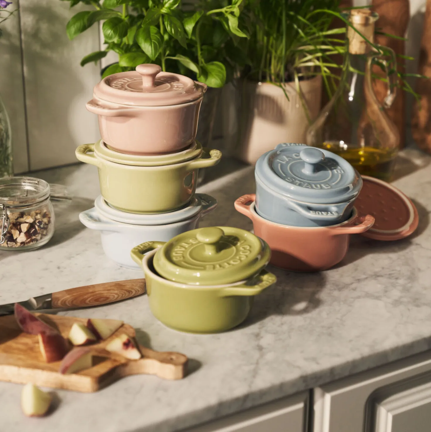 Cocotte Set Macaron 6-tlg, rund, Keramik