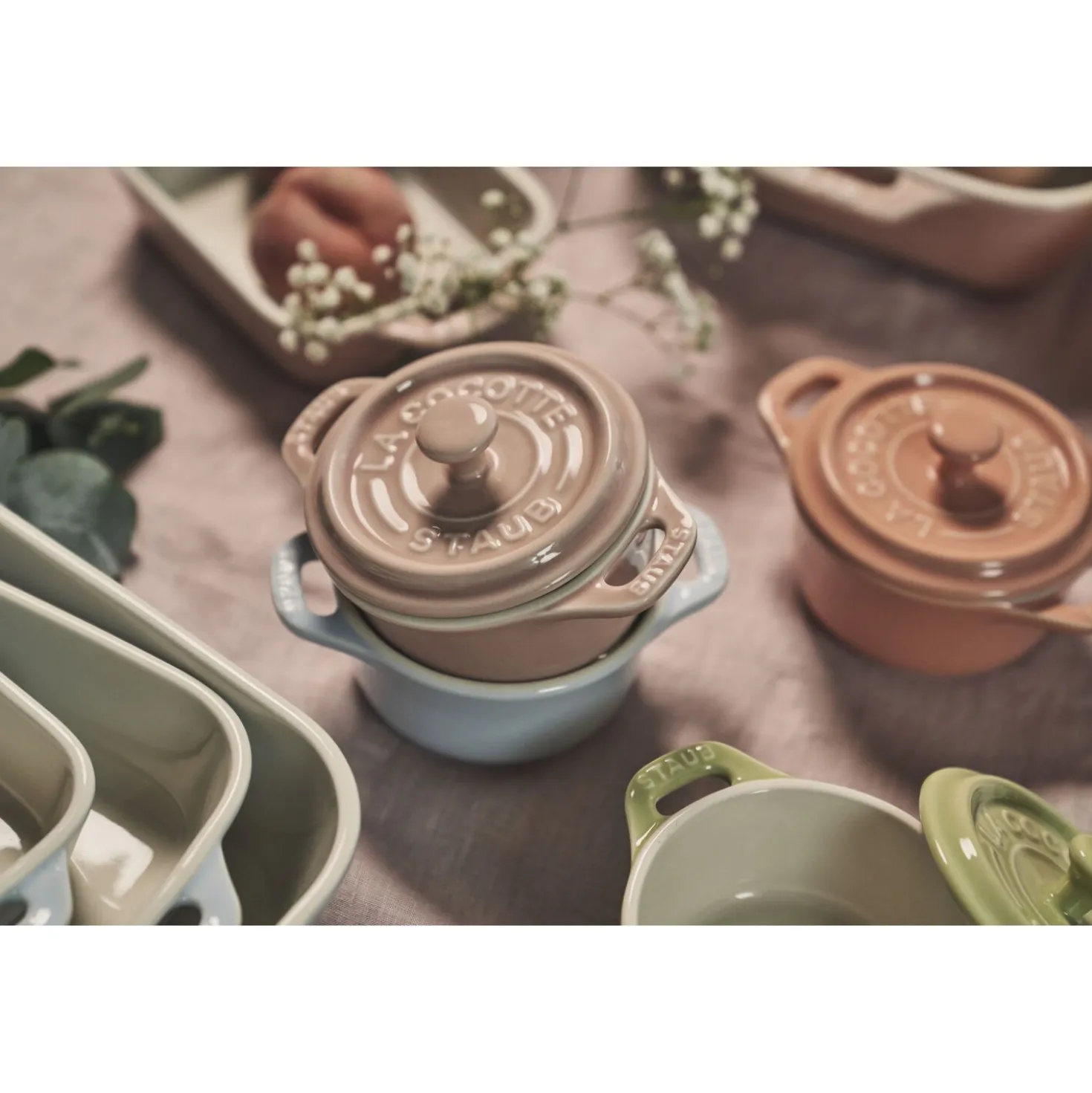 Cocotte Set Macaron 6-tlg, rund, Keramik