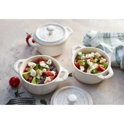 Cocotte Set 4-tlg, rund, Elfenbein-Weiß, Keramik