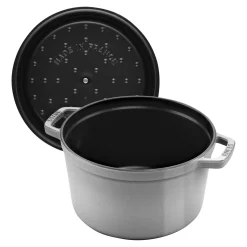 Cocotte tief 24 cm, rund, Graphit-Grau, Gusseisen