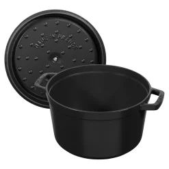 Cocotte tief 24 cm, rund, Schwarz, Gusseisen