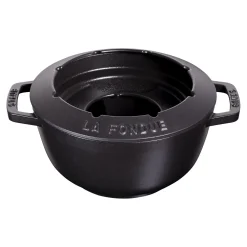 Fondue Set 20 cm, rund, Schwarz, Gusseisen