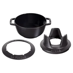 Fondue Set 20 cm, rund, Schwarz, Gusseisen