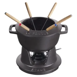 Fondue Set 18 cm, rund, Schwarz, Gusseisen