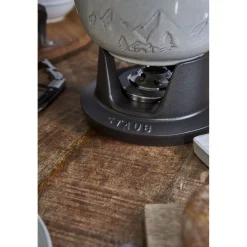 Fondue Set Gebirge 20 cm, rund, Weisser Trüffel, Gusseisen