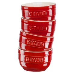 F&ouml;rmchenset 9 cm / 4-tlg, Kirsch-Rot, Keramik