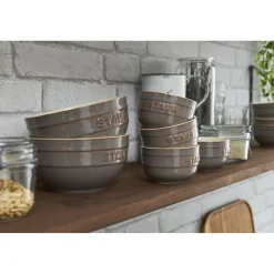 F&ouml;rmchenset 9 cm / 2-tlg, rund, Antik-Grau, Keramik