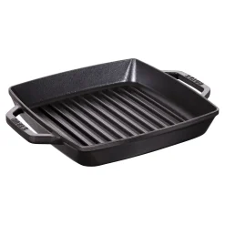 Grillpfanne 23 cm, quadratisch, Schwarz, Gusseisen