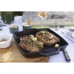 Grillpfanne 28 cm, quadratisch, Schwarz, Gusseisen