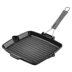 Grillpfanne mit Ausgießnase 24 cm, quadratisch, Schwarz, Gusseisen