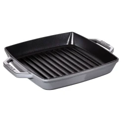 Grillpfanne quad. 23 cm grafitgrau 23 cm, quadratisch, Graphit-Grau, Gusseisen