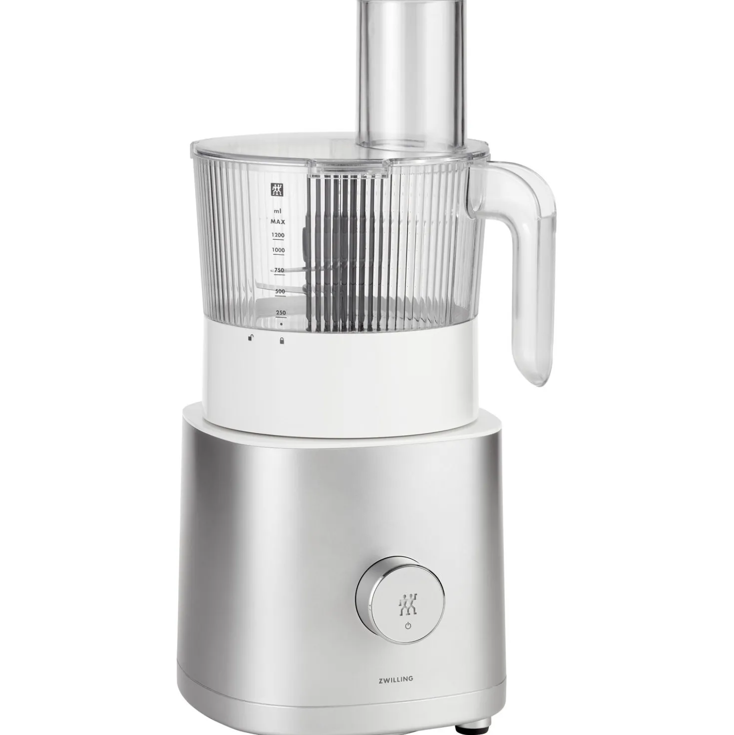 Hochleistungsstandmixer Pro mit Food Processor, Silber-Weiß