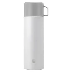 Isolierflasche, 1 l, Edelstahl, Weiß-grau