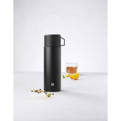 Isolierflasche, 1 l, Edelstahl, Schwarz