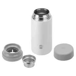 Isolierflasche für Tee & Infused Water, 420 ml, Edelstahl, Weiß-grau