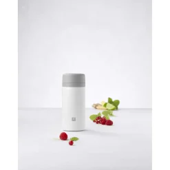 Isolierflasche für Tee & Infused Water, 420 ml, Edelstahl, Weiß-grau