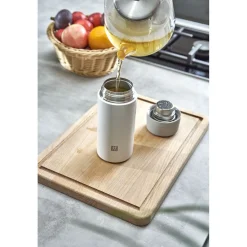 Isolierflasche für Tee & Infused Water, 420 ml, Edelstahl, Weiß-grau