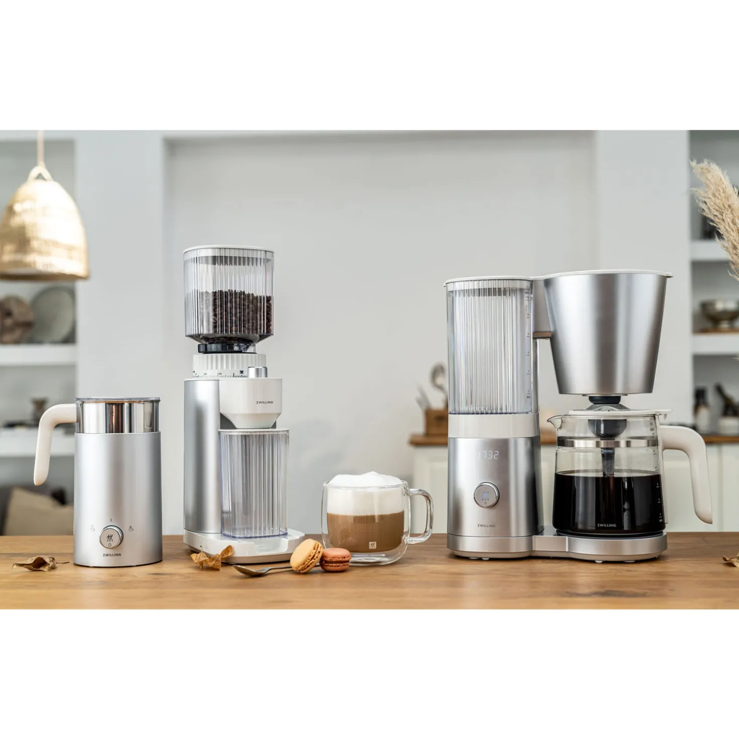 Kaffee Starterset, 5-tlg. / 1,5 l/400 ml/200 ml, Silber-Weiß, Kunststoff/Glas