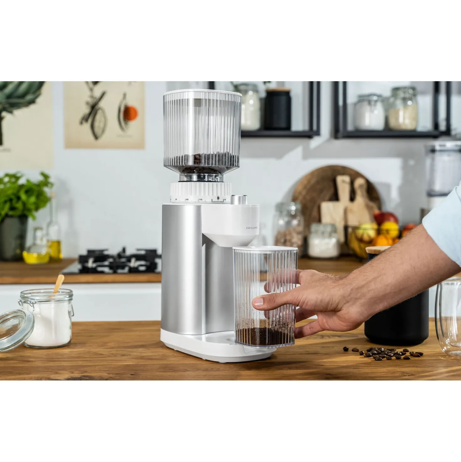 Kaffee Starterset, 5-tlg. / 1,5 l/400 ml/200 ml, Silber-Weiß, Kunststoff/Glas
