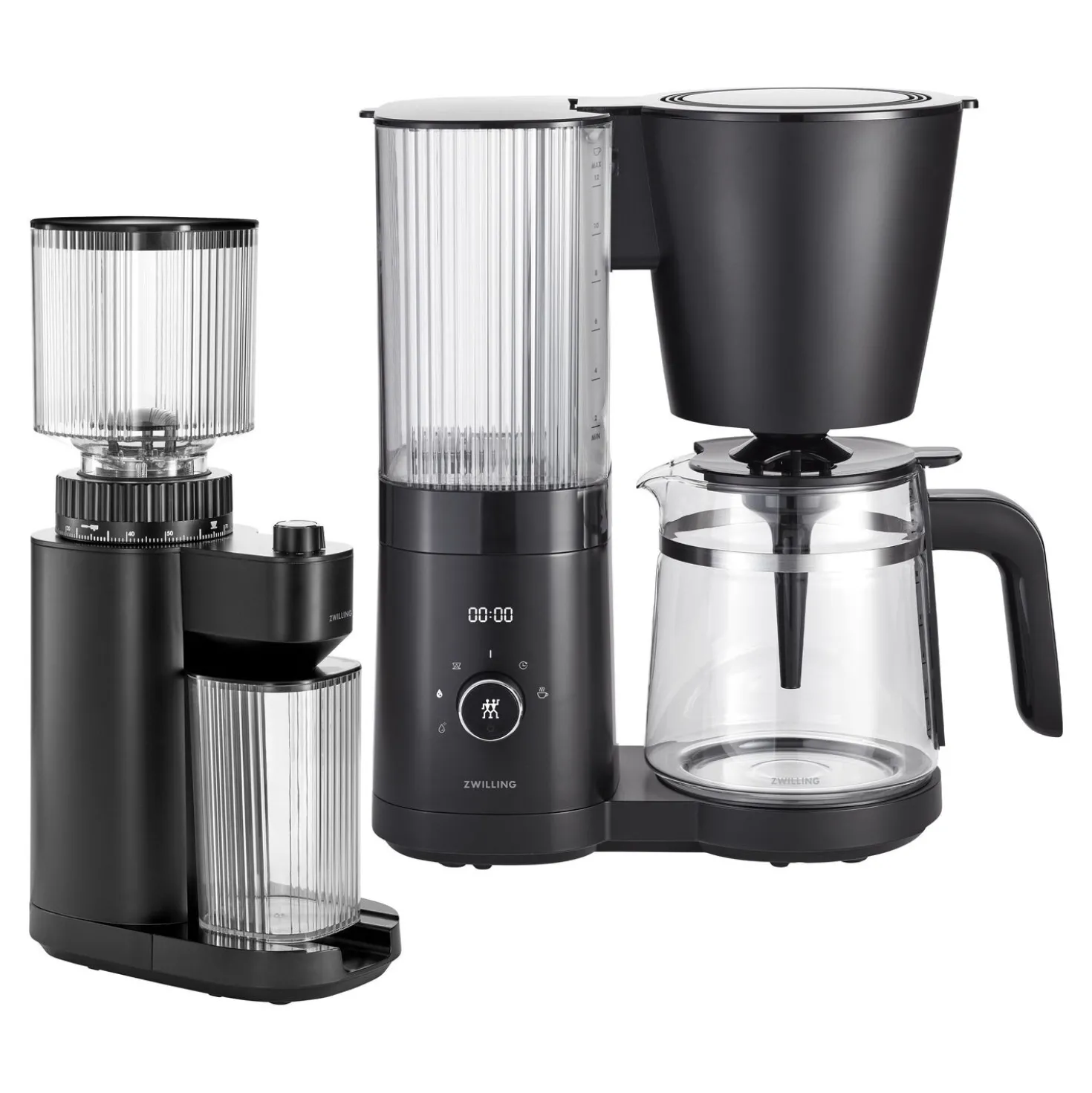 Kaffeemühle & Filterkaffeemaschine Set, 2-tlg. / 1,5 l, Schwarz, Kunststoff