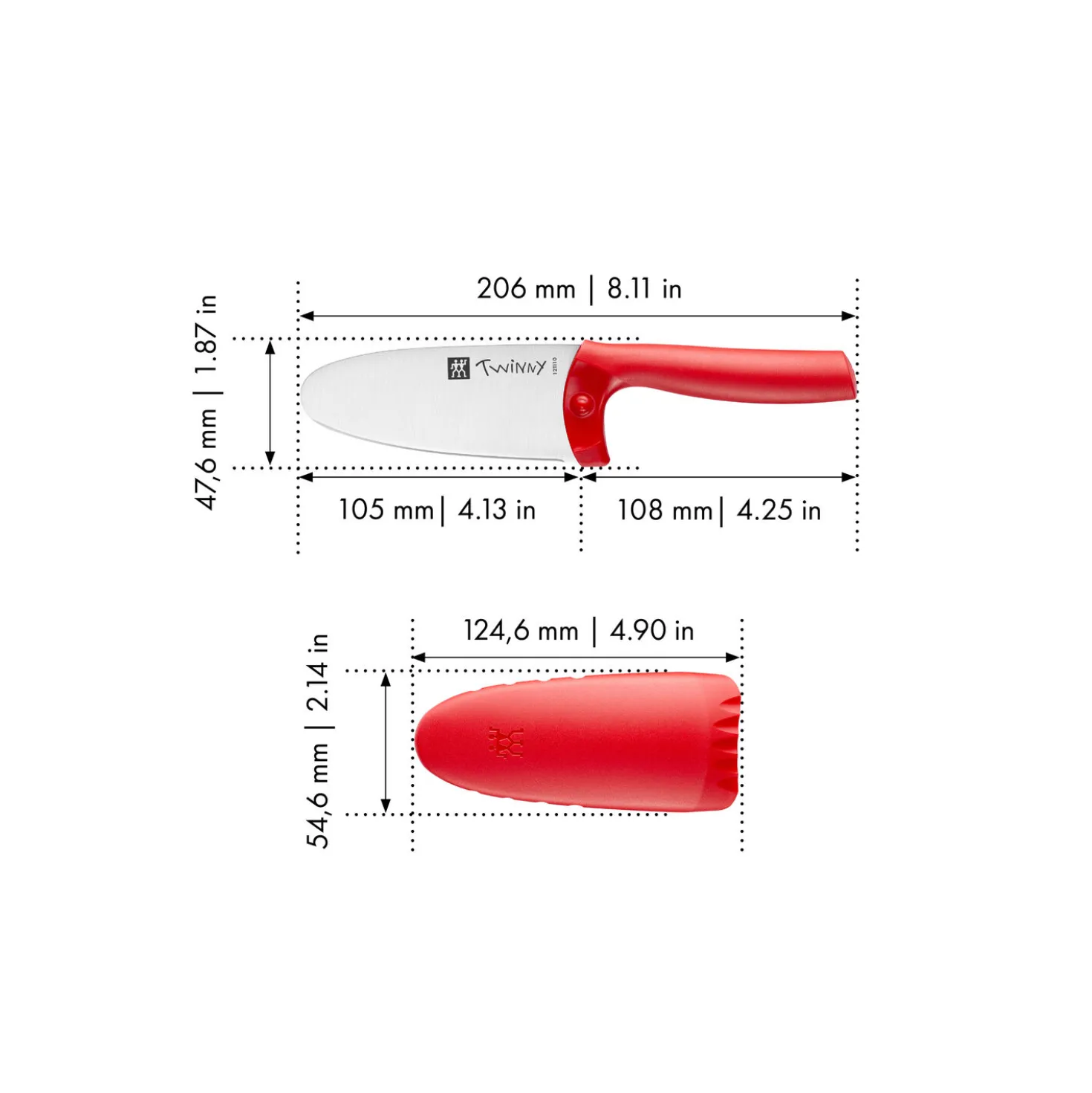 Kochmesser 10 cm, Rot